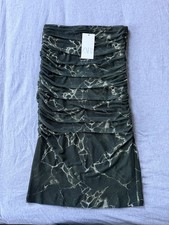 Minidress/Gonna midi Zara in rete increspata senza spalline stampa marmo verde giada
