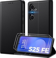 HandyhüLle Samsung Galaxy S25 Fe KlapphüLle Leder Rfid Schutz Panzer Glas