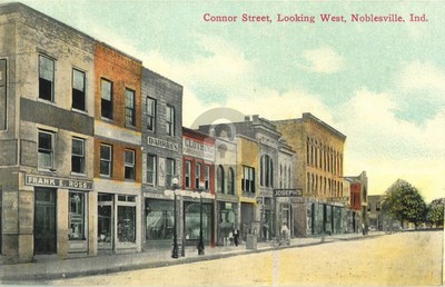 Connor Street, Looking West, Noblesville IN Indiana Vintage Color Postcard COPY