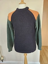 Peregrine Made in England Colourblock Wool Knit LS Jumper M Pullover Sweater Top