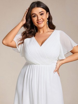 slim fit dress slacks Charming Short Sleeves Ruffes Blue Long Plus Size Prom Dress