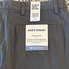 NWT Dockers Easy Khaki Classic Fit Pants Mens 36x32 Gray No Wrinkle