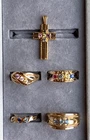 Vintage Costume Jewelry Lot Of 4 Rings, one necklace, new  Jewelers Samples