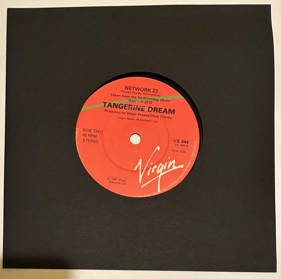 Tangerine Dream 7" Vinyl Single Choronzon/network 23 1981 virgin vs444  - Image 2 of 2