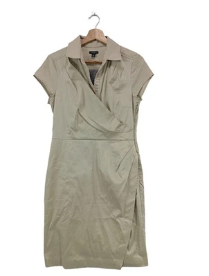 ANN TAYLOR Vestido cruzado Mujeres Vestido Talla EU 36 gris verdoso-caqui - Imagen 1 de 4