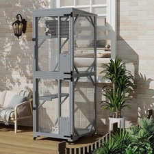 Extra Large Multi-Level Outdoor Cat Houses w/ Wheels Walk-in Enclosure Pet Cage