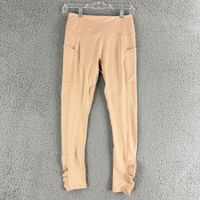 FP Movement Leggings Womens Small Tan Ruched Ankle Pocket Athletic Yoga Pants