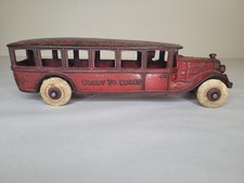 RARE HUBLEY 10" COAST TO COAST CAST IRON BUS WITH DRIVER ORIGINAL PAINT TIRES