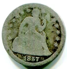1857 Seated Liberty Silver Dime !!