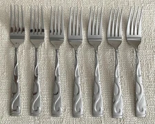 Set of 7 Oneida TUSCANY Scrolls Dinner Forks Stainless (7 3/4")