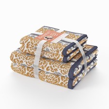 Drew Barrymore 4-Piece Cotton Bath Towel Set Amber Yellow Free Shipping