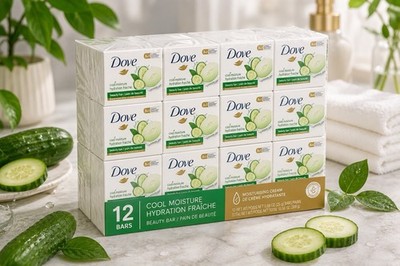 Dove Cool Moisture Size Soap 0.88 oz 12-Pack Bulk for Home & Travel
