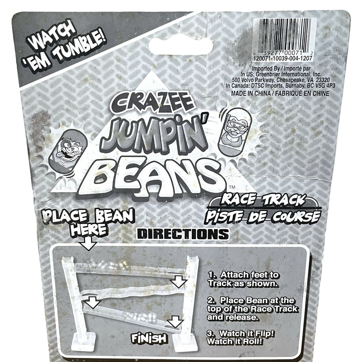 Crazee Jumpin' Beans Race Track w First Aid Bean Nurse Bean New In