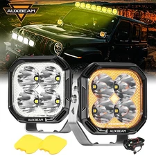 2pcs AUXBEAM 3" 100W LED Pods Lights Spot Beam DRL & Amber Turn Signal for Ford