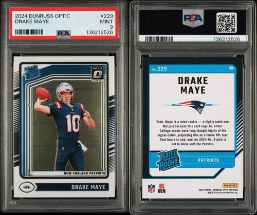 2024 DONRUSS OPTIC DRAKE MAYE RC 229 PSA 9 MINT NEW ENGLAND PATRIOTS
