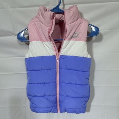 PUMA Girls Puffer Vest Insulated Pink White Purple Size s 7/8