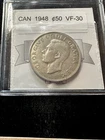 1948   Coin Mart Graded Canadian Silver ¢50 Cent**VF-30**