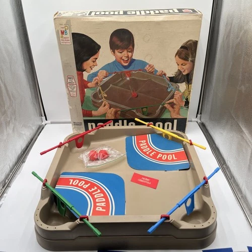 VINTAGE 1970 Milton Bradley Paddle Pool Board Game w Original Box Near Complete