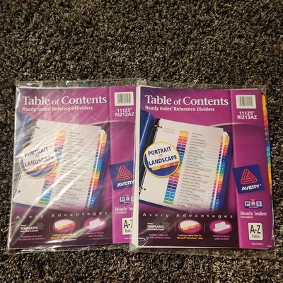 Avery Dennison Ave-11125 Ready Index Table Of Contents Reference Lot of 2 New
