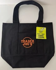 Brand New! Trader Joe's Halloween Mini Canvas Tote Bag - BLACK - LIMITED EDITION