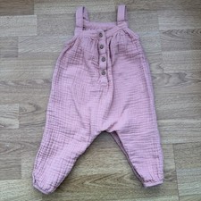 George Baby Pink Muslin Dungarees Romper 3-6 Months Suspender Overalls