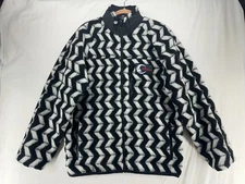 Pleasures Drifter Fuzzy Jacket Black White Chevron Wool Blend Size L