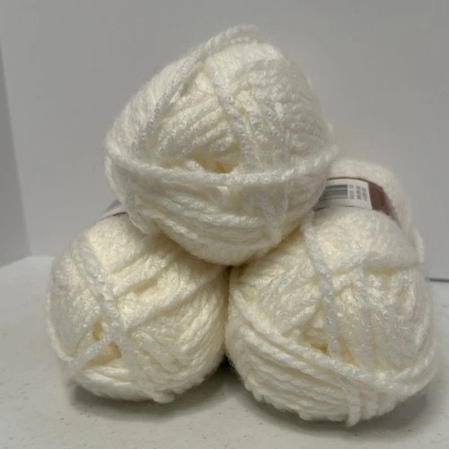 Loops & Threads Charisma Yarn Lot of 3 Skeins Bulky WHITE 100g 109yd Acrylic image 2
