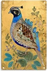 Vintage Blue Quail with Birds Tin Metal Signs Home Décor Print Aesthetic Room De