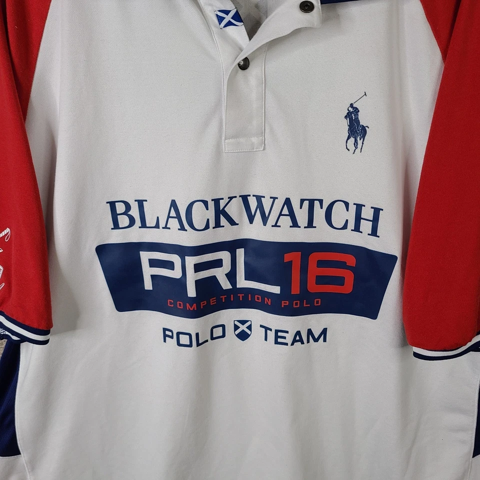 Polo Ralph Lauren Shirt 3XB White Blue Red Blackwatch PRL 16 Polo Competition - Image 3 of 4