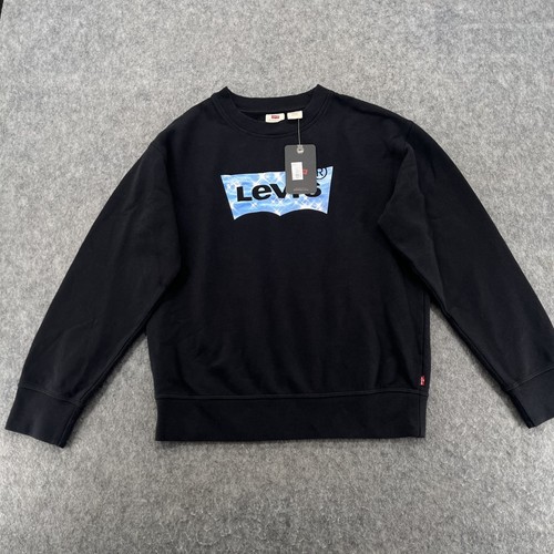 Levis Womens Black Batwing Logo Sparkle Sweatshirt Size XS NEW