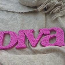 Pink LOVE Letter Wooden Wall Sign Plaque w/ Rhinestones, 3D Effect, Hanging