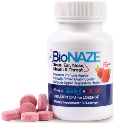 BioNaze Oral Probiotic BLIS K12 & BL-04 for Sinus, 30 Count (Pack of 1) 