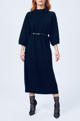 navy midi sweater dress Qqamb Dresses for Women Turtleneck Knitted Solid Color Thick Lapel Pullover Sweater Set Midi Dress Navy M, Women's, Size: Medium, Blue