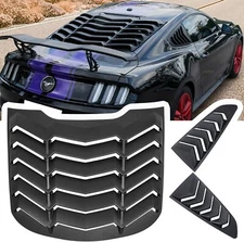 Black Rear Window Louver & Quarter Side Scoop Louvers for Ford Mustang 2015-2021