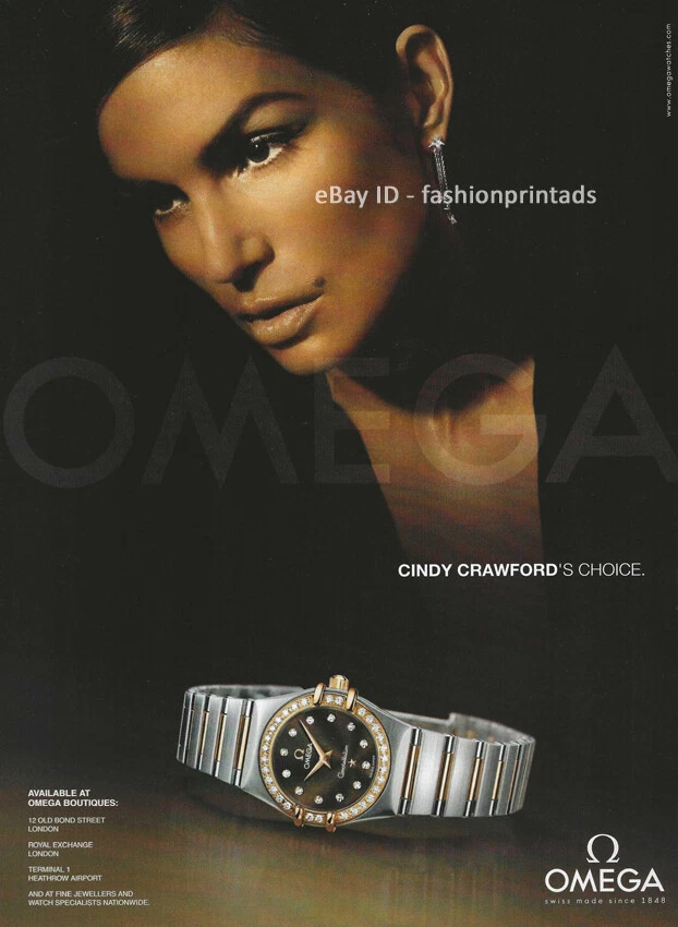 OMEGA Watches 1 Page Magazine PRINT AD 2008 CINDY CRAWFORD