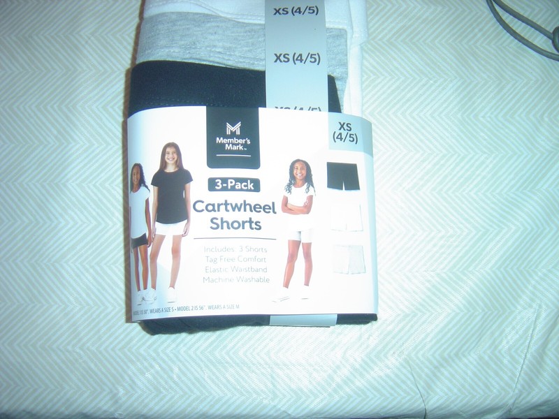 New Member's Mark Girl's 3-Pack Favorite Cartwheel Shorts XS 4/5