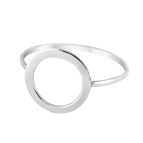 Minimalist Circle Cut Out Sterling Silver Halo Band Ring-7 - Picture 2 of 5
