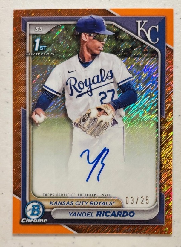 2024 Bowman Chrome - Prospect Auto Yandel Ricardo #CPA-YRI Orange Shimmer 3/25