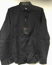NEW MEN'S BEN SHERMAN LONG SLEEVE BUTTON UP BLACK SHIRT NWT SLIM FIT