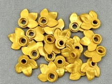 Lego Parts Lot (20) Pearl Gold Plant Plate, Round 1 x 1 w 3 Leaves ~ No 32607