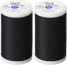 Black 2-Pack - Coats & Clark - Dual Duty XP General Purpose Thread, 500-Yards Ea