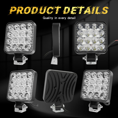 PICAA LED werklamp 12V 24V, 4 inch 60W zijschieter witte LED