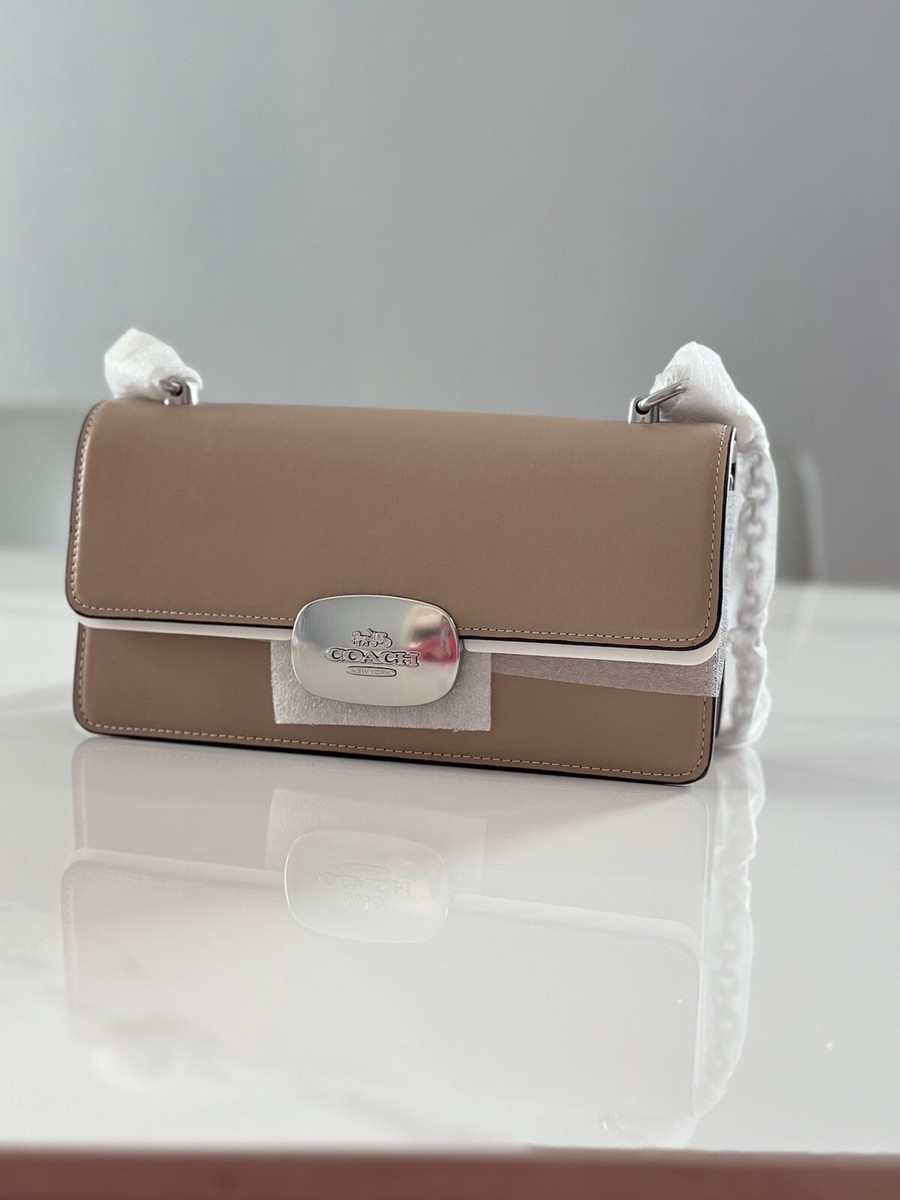 ハンドバッグ COACH Smooth Eliza Crossbody CP008 Coach CP008 Eliza Taupe Smooth Leather Crossbody Handbag