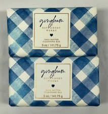 LOT Of 2 Bath  Body Works Gingham Shea Butter Cleansing Bar Soap 5 oz NEW