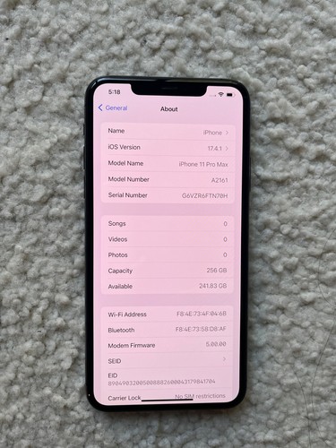 Apple iPhone 11 Pro Max 256GB Unlocked A2161 Space Gray - Afbeelding 2 van 3
