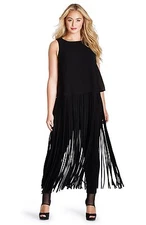 NEW MYNT 1792 Fringe Blouse TOP DRESS Sz 0X (12W) $198 BLACK NORDSTROM PLUS SIZE