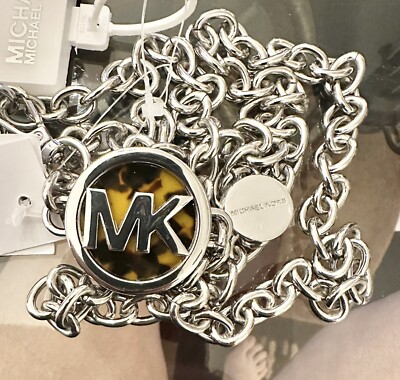 NWT Michael Kors Charm MK Logo Lock Gold-tone Metal Chain 
