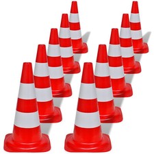 10 Reflective Traffic Cones Red and White 50  U6T8