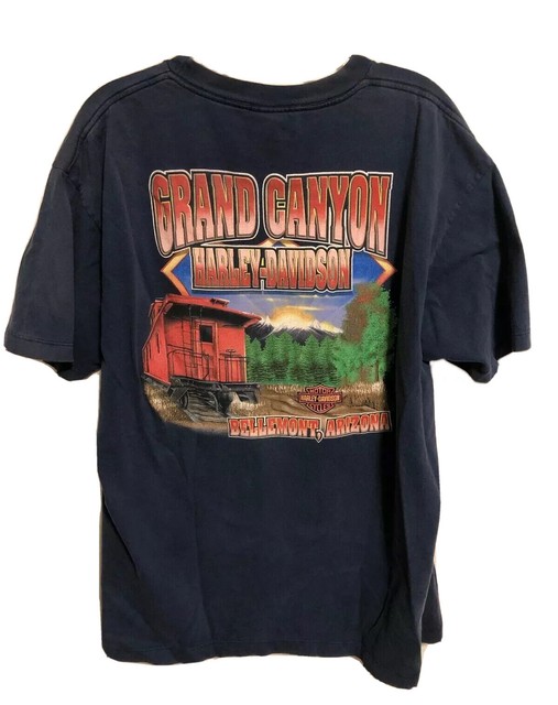Harley Davidson Grand Canyon Vintage T-Shirt Bellemont Arizona Blue Gray - XL | eBay