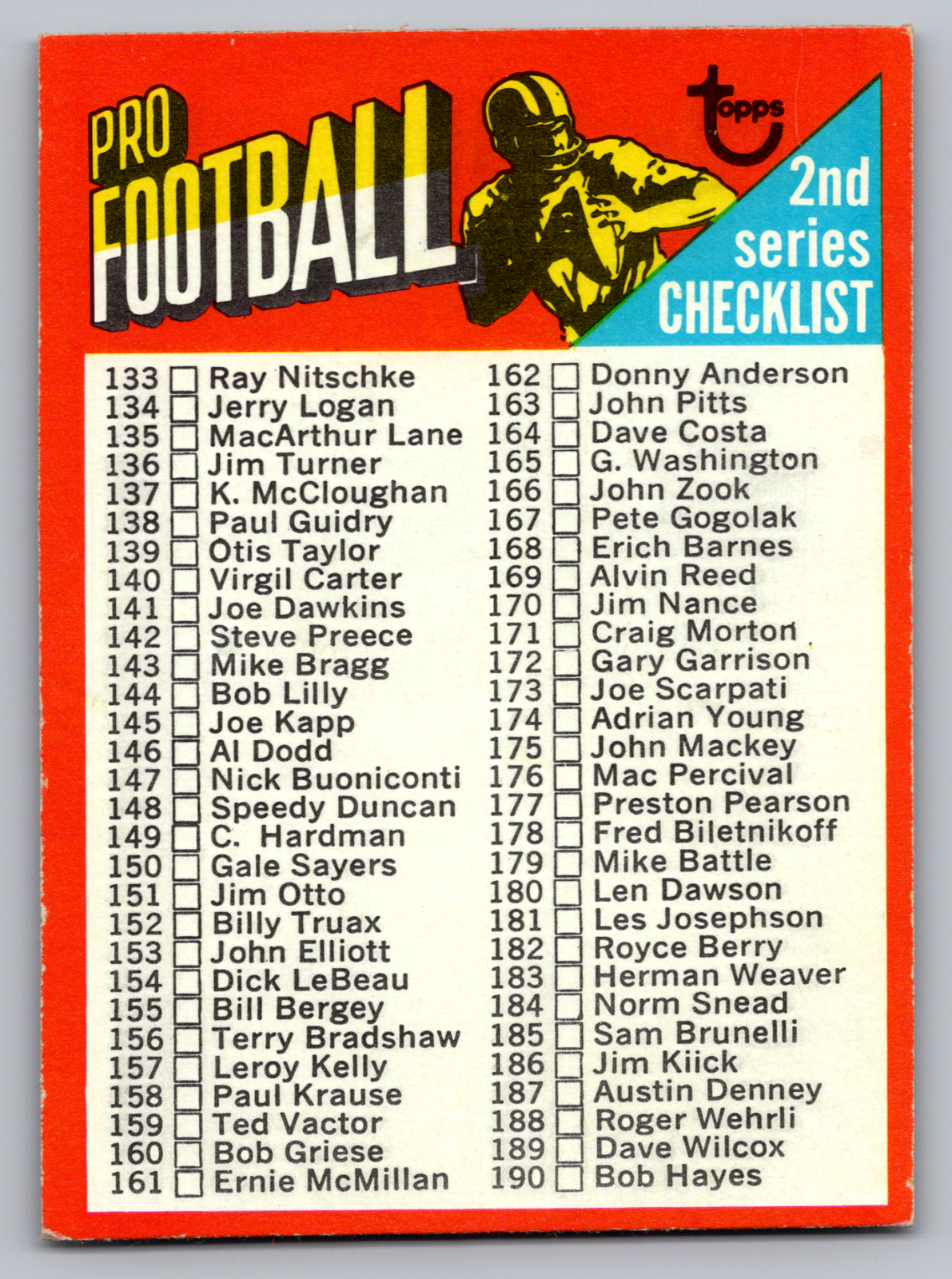 1971 Topps #106 Checklist 2nd Series Unmarked Baseball Card